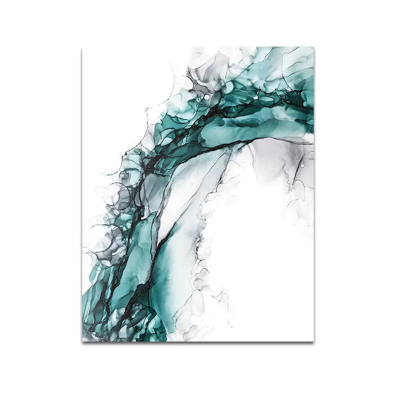 Minimalist Abstract Green Ice Marble Print Wall Art Fine Art Canvas Prints Posters Pictures For Modern Living Room Home Office Art Decor | Bowlift