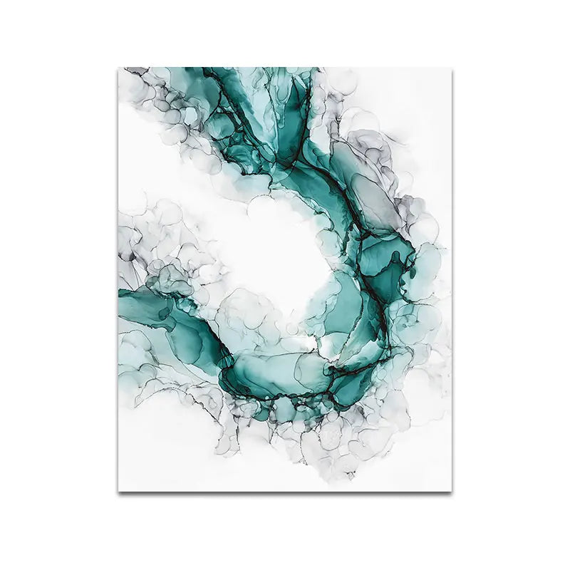 Minimalist Abstract Green Ice Marble Print Wall Art Fine Art Canvas Prints Posters Pictures For Modern Living Room Home Office Art Decor | Bowlift