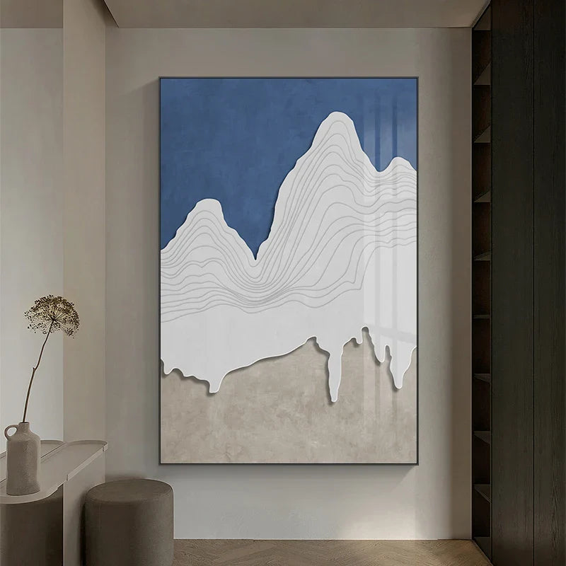 Minimalist Abstract Landscape Mountain Contour Lines Wall Art Poster Fine Art Canvas Print Picture For Living Room Bedroom Scandinavian Foyer Art Decor | Bowlift