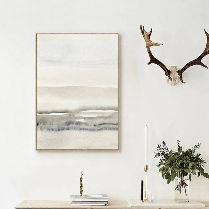 Minimalist Abstract Landscape Wall Art Fine Art Canvas Prints Beige Grey Pictures For Modern Living Room Bedroom Dining Room Scandinavian Home Decor | Bowlift