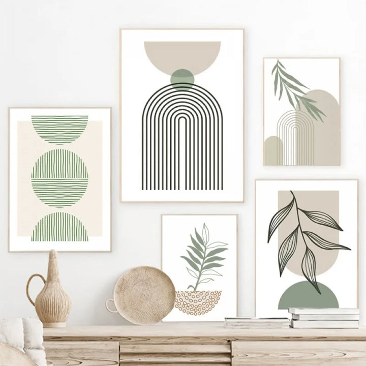 Minimalist Bohemian Botanical Wall Art Fine Art Canvas Prints Neutral Color Gallery Wall Pictures For Living Room | Bowlift