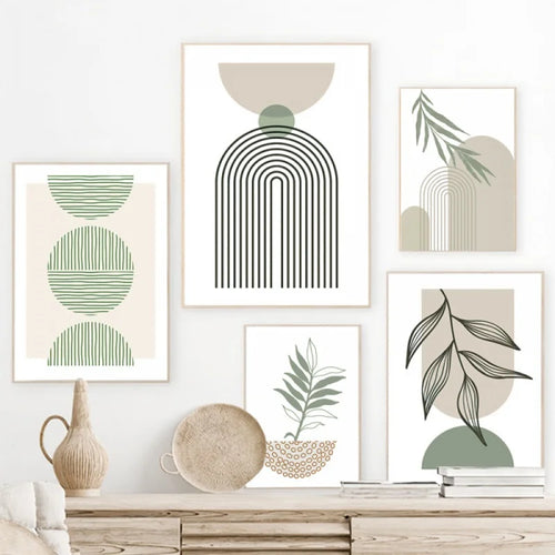 Minimalist Bohemian Botanical Wall Art Fine Art Canvas Prints Neutral Color Gallery Wall Pictures For Living Room | Bowlift