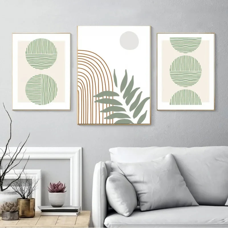Minimalist Bohemian Botanical Wall Art Fine Art Canvas Prints Neutral Color Gallery Wall Pictures For Living Room | Bowlift