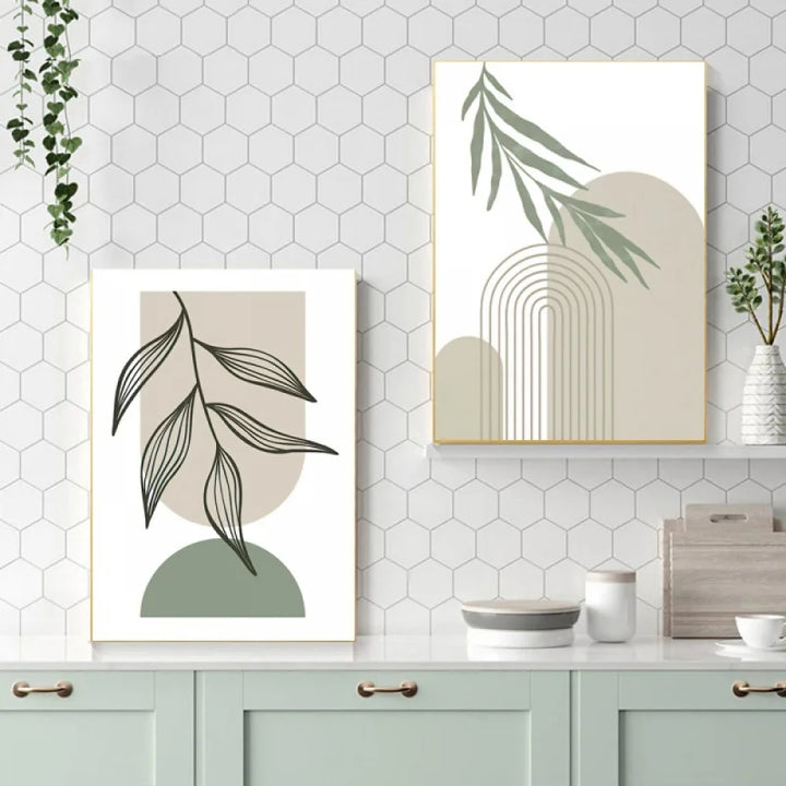 Minimalist Bohemian Botanical Wall Art Fine Art Canvas Prints Neutral Color Gallery Wall Pictures For Living Room | Bowlift