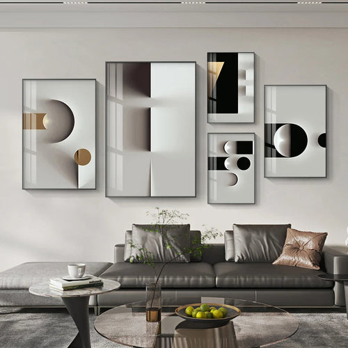 Minimalist Modern Aesthetics Abstract Geometric Wall Art Fine Art Canvas Prints Pictures For Modern Apartment Living Room Home Office Decor | Bowlift