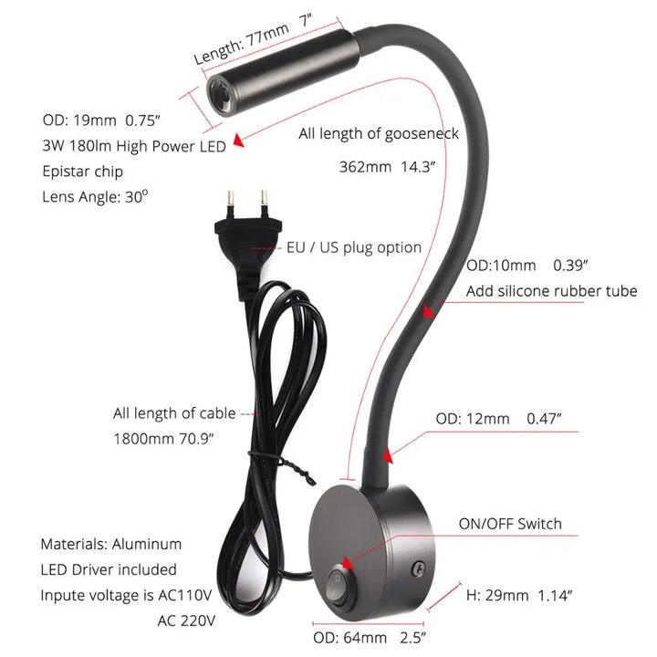 BowLift | SleekGlow – Minimalist LED Reading Wall Lamp with Adjustable Arm