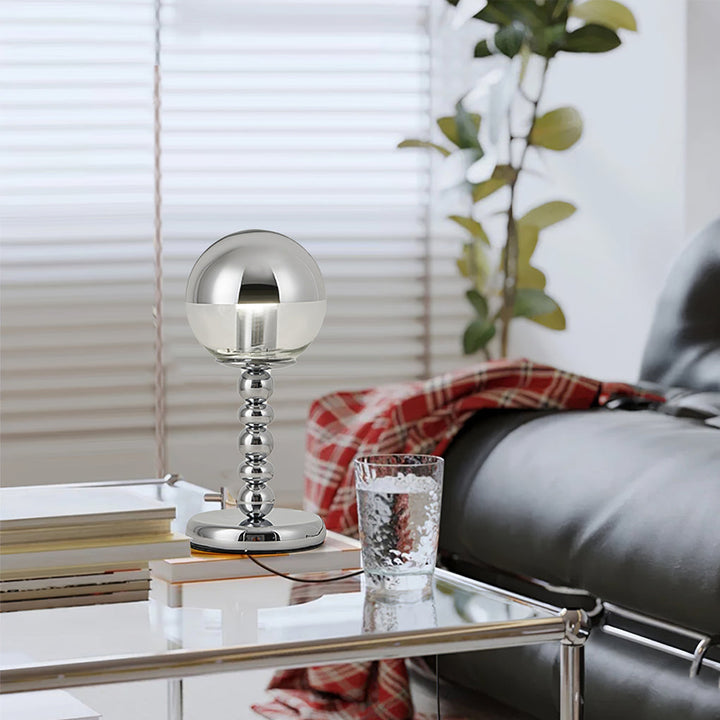 BowLift | MirrorGlow – Minimalist Chrome Table Lamp