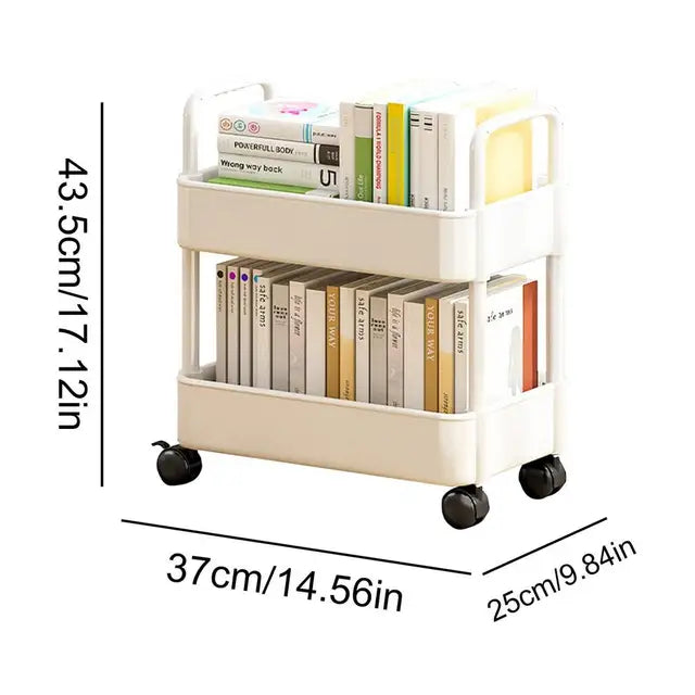 Mobile Bookshelf Cart with Wheels | Book Storage and Organizer - Dalton | Bowlift