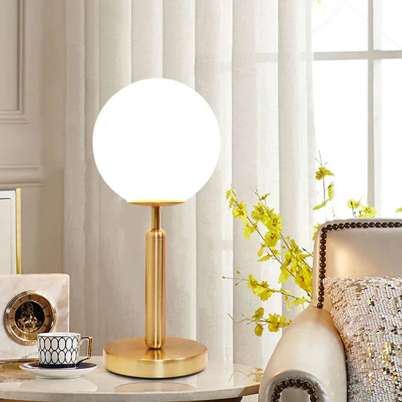 BowLift | Stylish Brass & Glass LED Table Lamp – GlowSphere