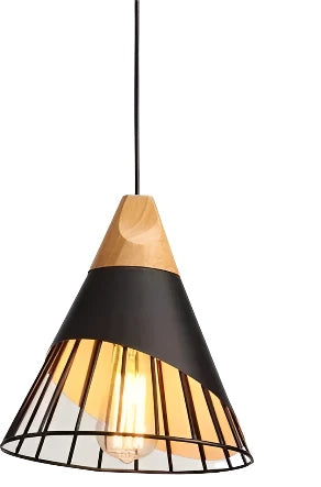 Modern Pendant Lights – Stylish Hanging Light made of Wood and Metal for Dining Room and Kitchen | Bowlift