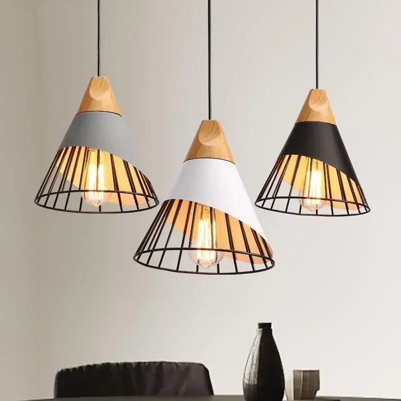Modern Pendant Lights – Stylish Hanging Light made of Wood and Metal for Dining Room and Kitchen | Bowlift