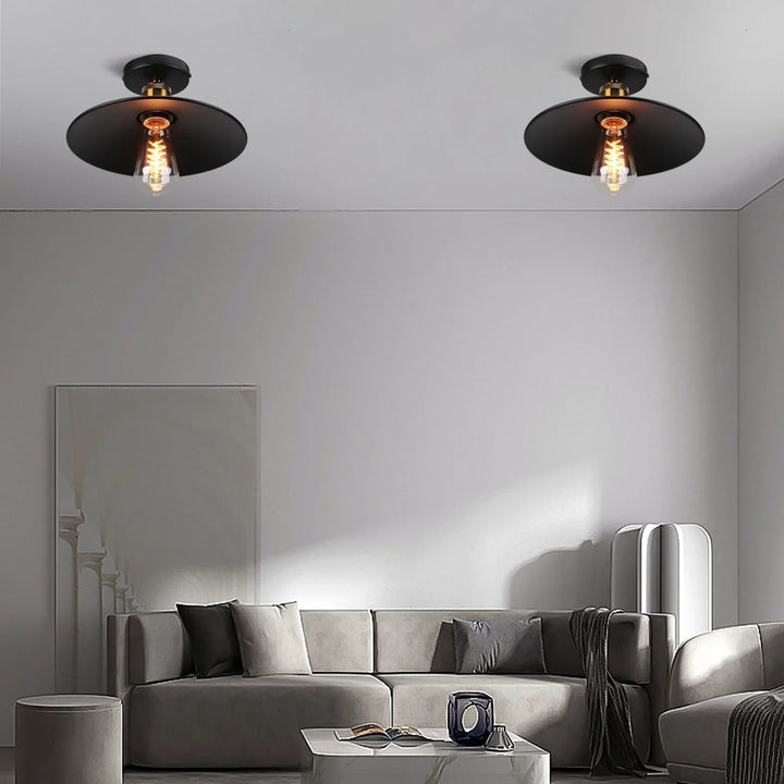 Vintage ceiling light in industrial style, metal lamp for living room or bedroom, LED compatible | Bowlift
