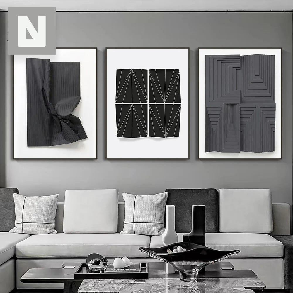 Modern Aesthetics Abstract 3D Effect Wall Art Fine Art Canvas Prints Pictures For Living Room Bedroom Contemporary Interior Decor | Bowlift