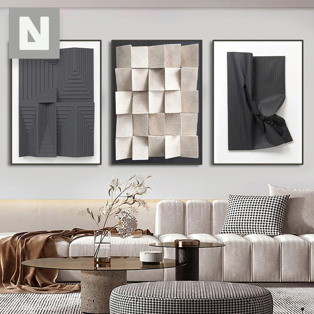 Modern Aesthetics Abstract 3D Effect Wall Art Fine Art Canvas Prints Pictures For Living Room Bedroom Contemporary Interior Decor | Bowlift