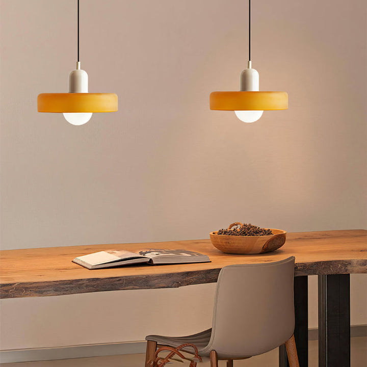 BowLift | Scandi Bauhaus Pendant Light – Stylish Orange Ceiling Lamp for Contemporary Spaces