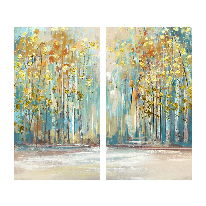 Modern Abstract Auspicious Golden Money Tree Wall Art Fine Art Canvas Prints Posters Pictures For Living Room Dining Room Bedroom Art Decor | Bowlift