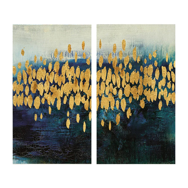 Modern Abstract Auspicious Golden Money Tree Wall Art Fine Art Canvas Prints Posters Pictures For Living Room Dining Room Bedroom Art Decor | Bowlift