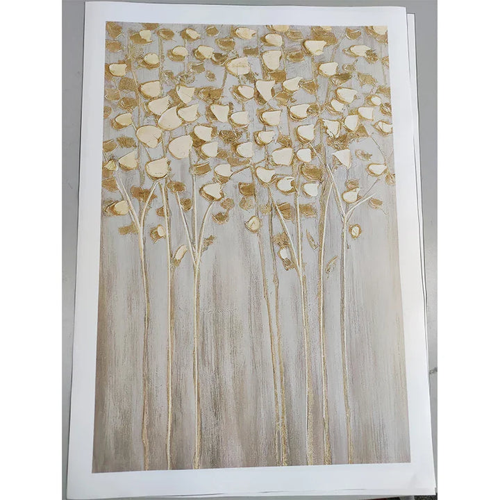 Modern Abstract Auspicious Golden Money Tree Wall Art Fine Art Canvas Prints Posters Pictures For Living Room Dining Room Bedroom Art Decor | Bowlift