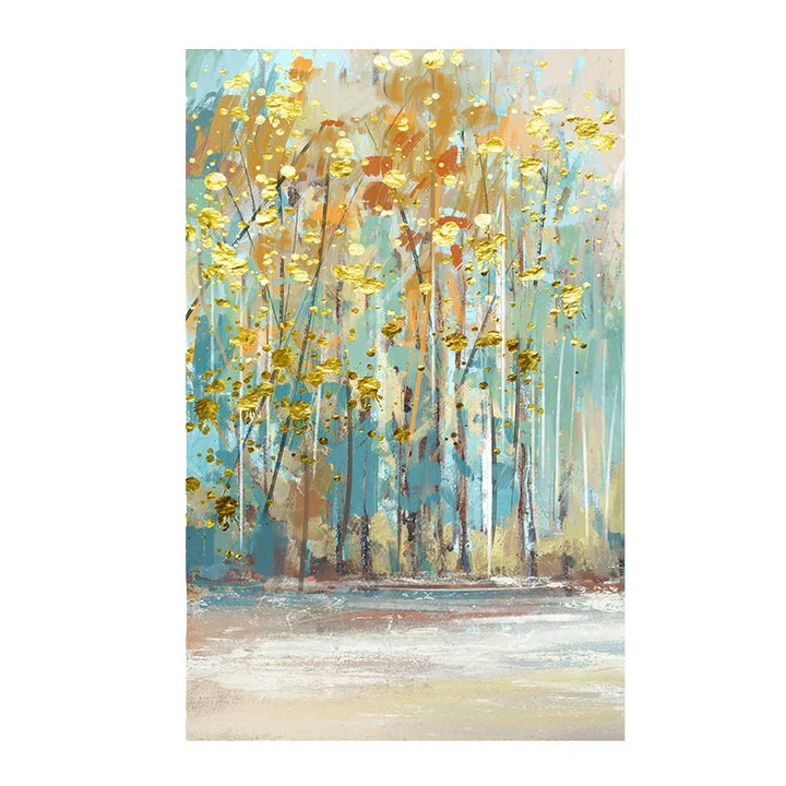 Modern Abstract Auspicious Golden Money Tree Wall Art Fine Art Canvas Prints Posters Pictures For Living Room Dining Room Bedroom Art Decor | Bowlift