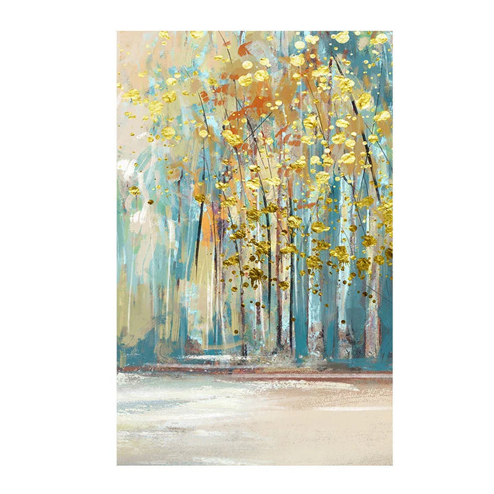 Modern Abstract Auspicious Golden Money Tree Wall Art Fine Art Canvas Prints Posters Pictures For Living Room Dining Room Bedroom Art Decor | Bowlift