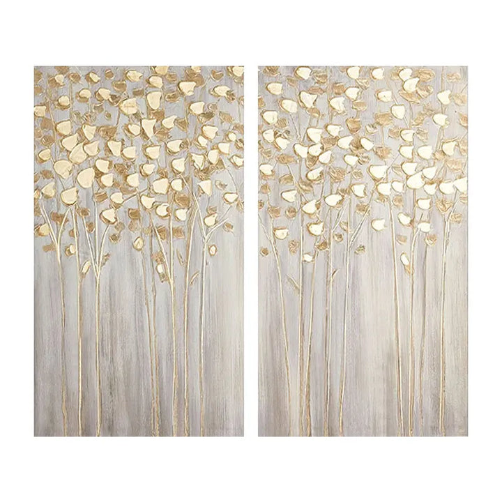 Modern Abstract Auspicious Golden Money Tree Wall Art Fine Art Canvas Prints Posters Pictures For Living Room Dining Room Bedroom Art Decor | Bowlift