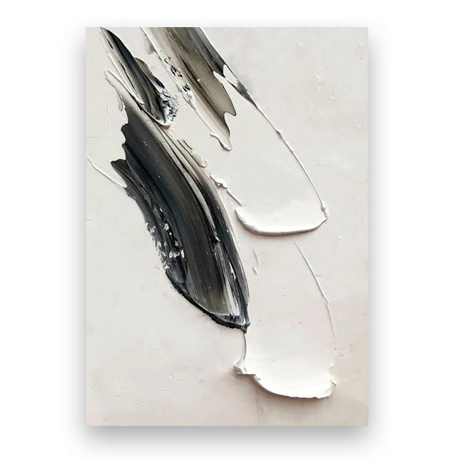 Modern Abstract Black & White Minimalist Wall Art Fine Art Canvas Prints Textural Design Pictures For Modern Loft Apartment Home Office Decor | Bowlift