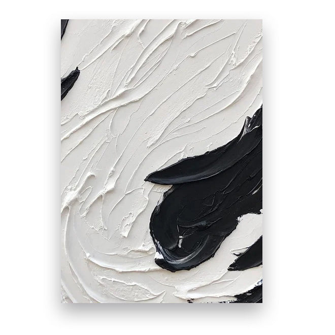 Modern Abstract Black & White Minimalist Wall Art Fine Art Canvas Prints Textural Design Pictures For Modern Loft Apartment Home Office Decor | Bowlift