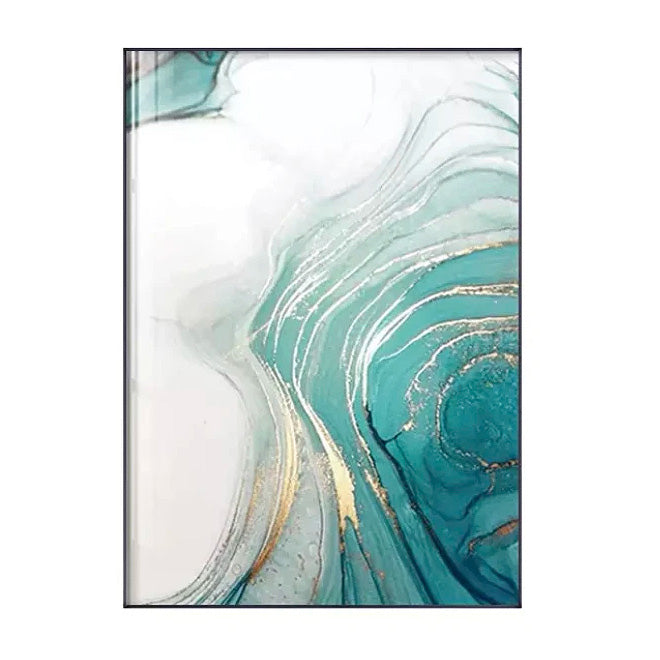 Modern Abstract Botanical Floral Blue Golden Jade Marble Prints Wall Art Fine Art Canvas Prints Pictures For Living Room Bedroom Art Decor | Bowlift