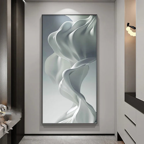 Modern Abstract Liquid Silk Flowing Ribbon Wall Art Fine Art Canvas Prints Poster Pictures For Living Room Entranceway Foyer Light Luxury Home Office Decor | Bowlift