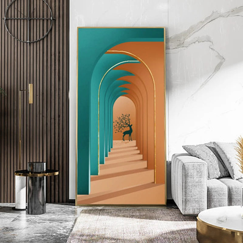 Modern Abstract Minimalist Arches Architecture Wall Art Fine Art Canvas Prints Pictures For Entrance Hall Foyer Living Room Home Office Decor | Bowlift