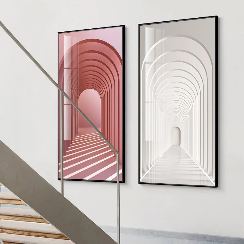 Modern Abstract Minimalist Arches Architecture Wall Art Fine Art Canvas Prints Pictures For Entrance Hall Foyer Living Room Home Office Decor | Bowlift