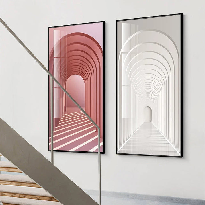 Modern Abstract Minimalist Arches Architecture Wall Art Fine Art Canvas Prints Pictures For Entrance Hall Foyer Living Room Home Office Decor | Bowlift