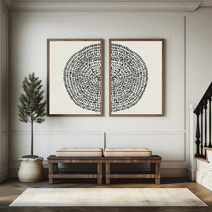 Abstract Radial Dots Wall Art Fine Art Canvas Prints Minimalist Pictures For Modern Living Room Dining Room Bedroom Art For Contemporary Home Decor | Bowlift