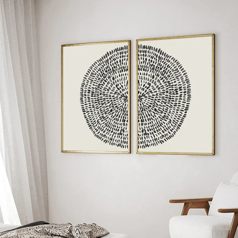 Abstract Radial Dots Wall Art Fine Art Canvas Prints Minimalist Pictures For Modern Living Room Dining Room Bedroom Art For Contemporary Home Decor | Bowlift