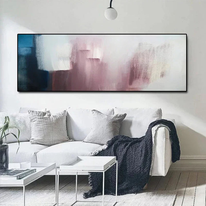 Wide Format Abstract Shades Of Blue Mauve Purple Wall Art Fine Art Canvas Print Modern Picture For Above The Sofa Big Picture For Above The Bed | Bowlift