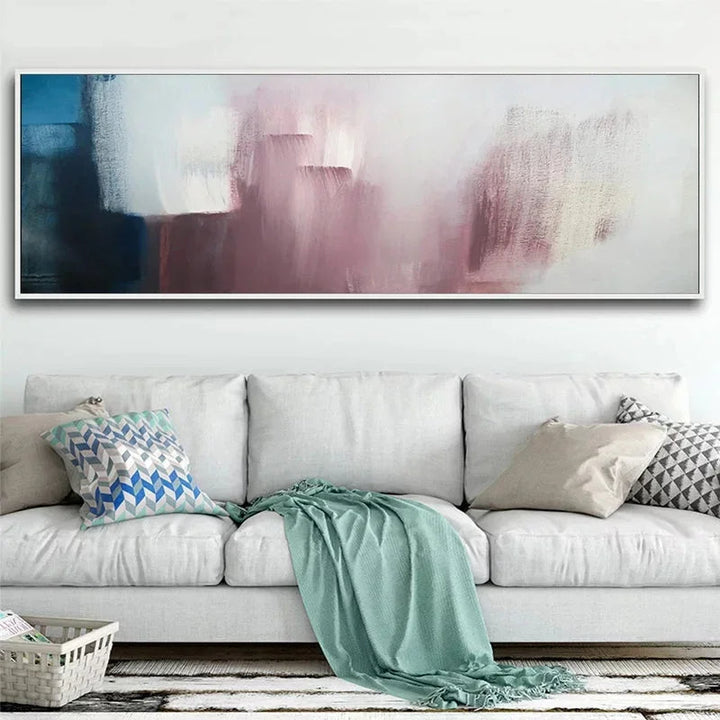 Wide Format Abstract Shades Of Blue Mauve Purple Wall Art Fine Art Canvas Print Modern Picture For Above The Sofa Big Picture For Above The Bed | Bowlift