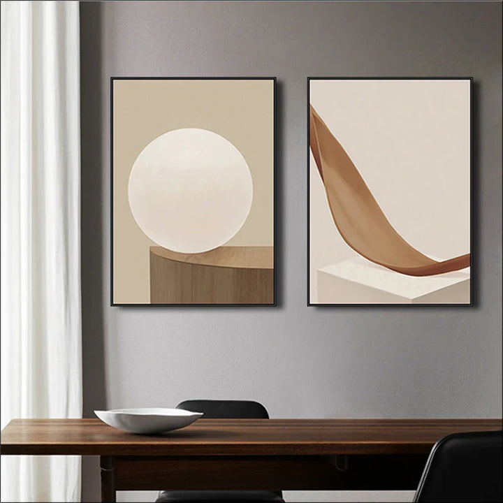 Modern Abstract Surreal Geometry Wall Art Fine Art Canvas Prints Neutral Tones Pictures For Living Room Dining Room Bedroom Art Decor | Bowlift