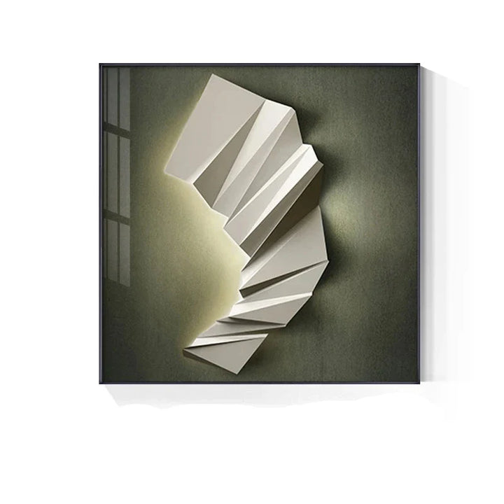 Modern Aesthetics 3d LED Effect Abstract Geometric Wall Art Fine Art Canvas Prints Square Format Pictures Art For Contemporary Interiors | Bowlift