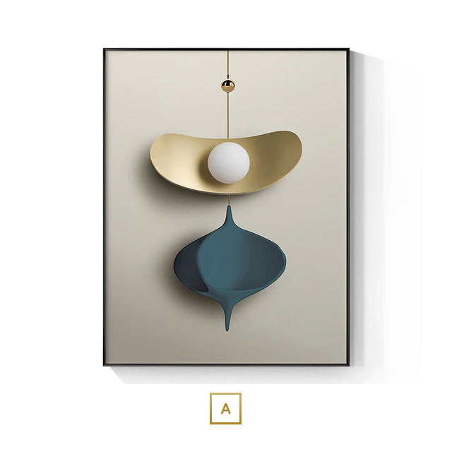 Modern Aesthetics Abstract Golden Pearl Moon Wall Art Fine Art Canvas Print Flowing Pendant Pictures For Luxury Living Room Bedroom Art Decor | Bowlift