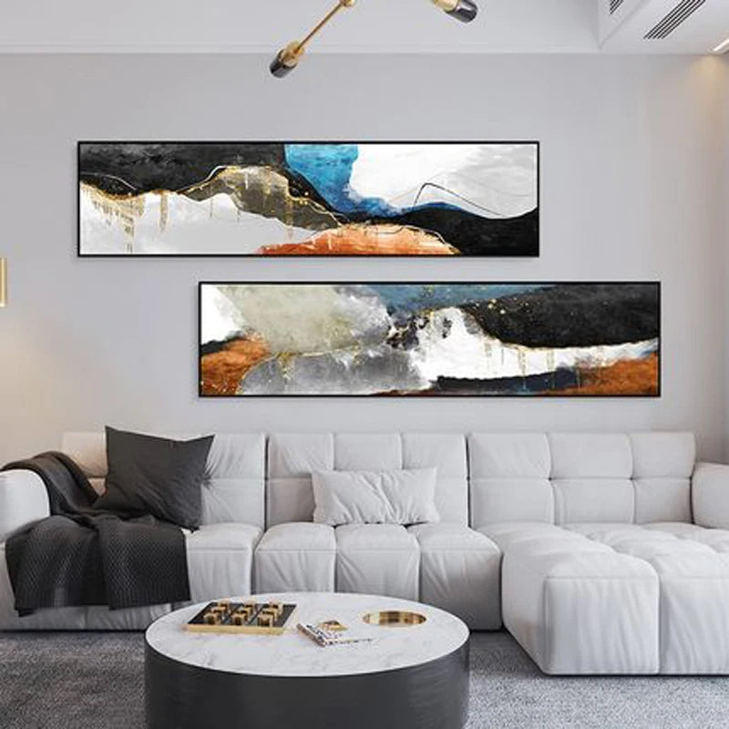 Modern Colors Dark Abstract Wall Art Fine Art Canvas Prints Wide Format Pictures For Above The Sofa Pictures For Above The Bed | Bowlift