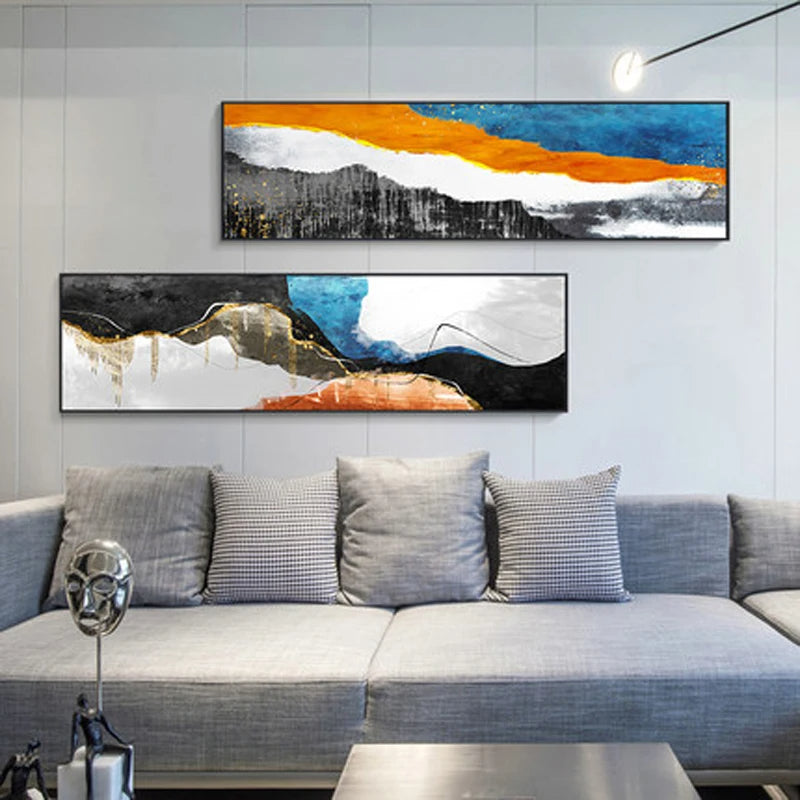 Modern Colors Dark Abstract Wall Art Fine Art Canvas Prints Wide Format Pictures For Above The Sofa Pictures For Above The Bed | Bowlift