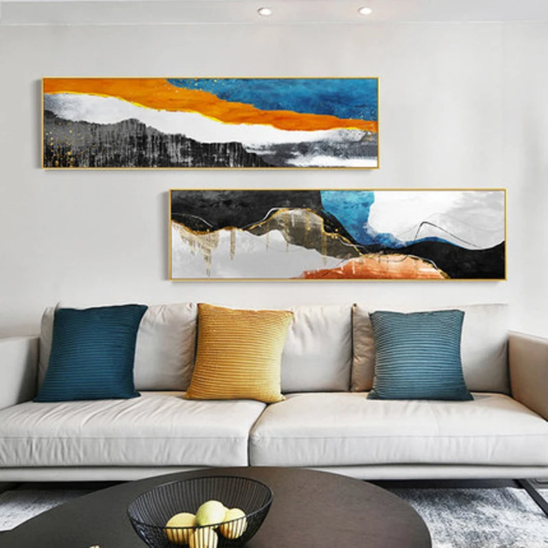 Modern Colors Dark Abstract Wall Art Fine Art Canvas Prints Wide Format Pictures For Above The Sofa Pictures For Above The Bed | Bowlift