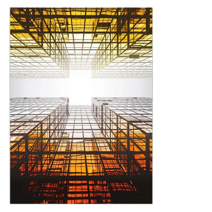 Modern Geometric Architectural Wall Art Fine Art Canvas Prints Black Gray Orange Abstract Pictures For Living Room Studio Home Office Art Decor | Bowlift
