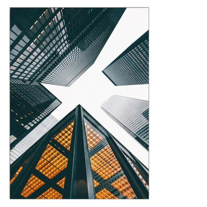 Modern Geometric Architectural Wall Art Fine Art Canvas Prints Black Gray Orange Abstract Pictures For Living Room Studio Home Office Art Decor | Bowlift