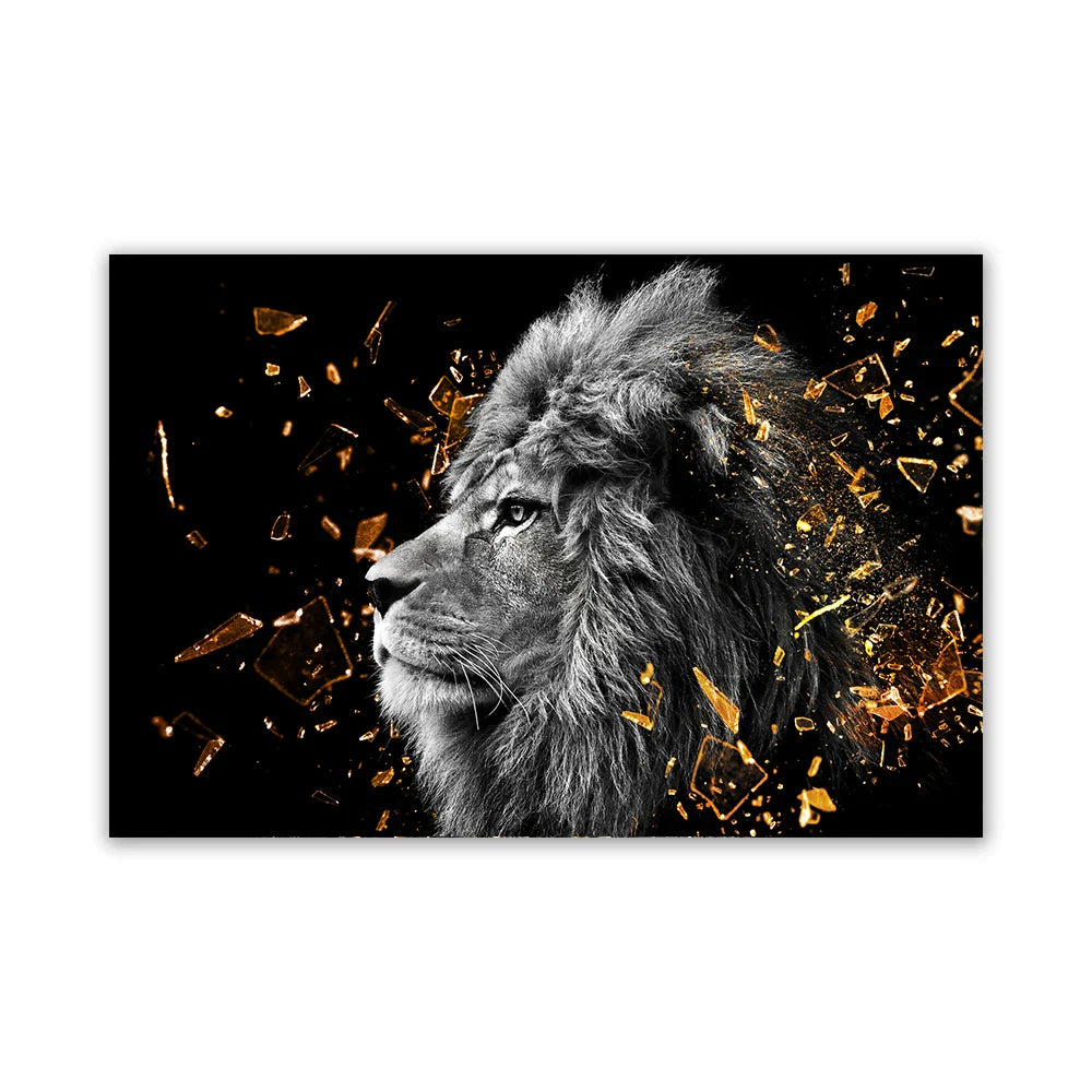 Modern Wild Animal Posters Wall Art Fine Art Canvas Prints Lion Elephant Leopard Zebra Pictures For Living Room Home Office Decor | Bowlift