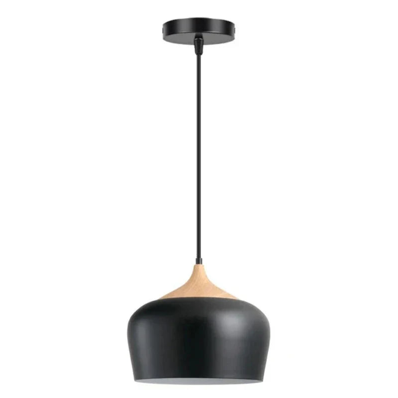 Modern Scandinavian Hanging Lamp – Wood & Metal Pendant Light for Bedroom | Bowlift