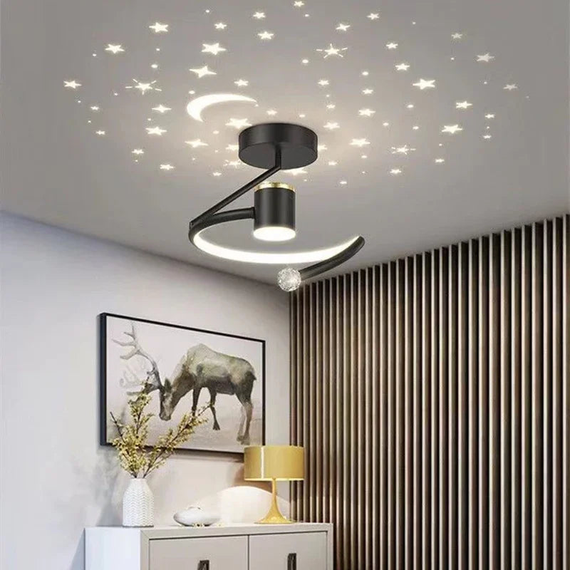 LED ceiling light with starry sky – Modern chandelier design for children's room and living room | Bowlift