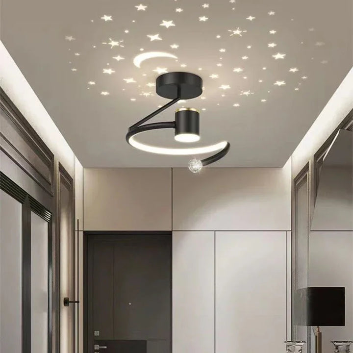 LED ceiling light with starry sky – Modern chandelier design for children's room and living room | Bowlift