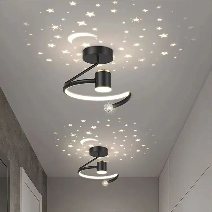 LED ceiling light with starry sky – Modern chandelier design for children's room and living room | Bowlift
