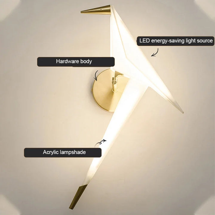 BowLift | Unusual Wall Lamp with Crane and Paper Motif